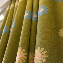 Load image into Gallery viewer, Green Cotton &amp; Linen Blackout Curtains