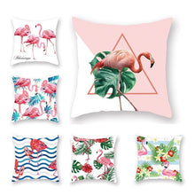 Load image into Gallery viewer, Summer Flamingo Flower Pillow Case