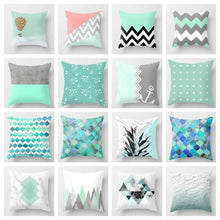 Load image into Gallery viewer, Geometric Blue/Green Pillow Case