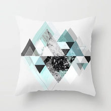 Load image into Gallery viewer, Geometric Blue/Green Pillow Case
