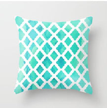 Load image into Gallery viewer, Geometric Blue/Green Pillow Case