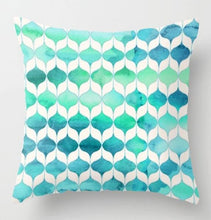 Load image into Gallery viewer, Geometric Blue/Green Pillow Case