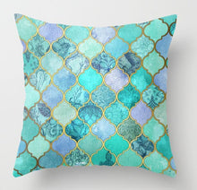 Load image into Gallery viewer, Geometric Blue/Green Pillow Case
