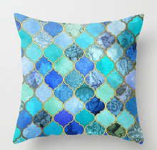 Load image into Gallery viewer, Geometric Blue/Green Pillow Case