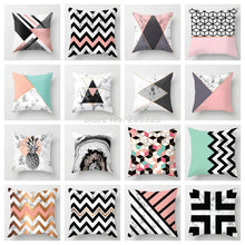 Load image into Gallery viewer, Geometric Pink/Green Pillow Case