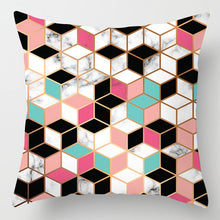 Load image into Gallery viewer, Geometric Pink/Green Pillow Case