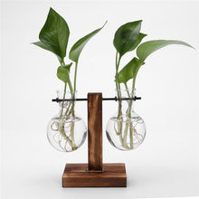 Load image into Gallery viewer, Glass and Wood Vase Planter Terrarium