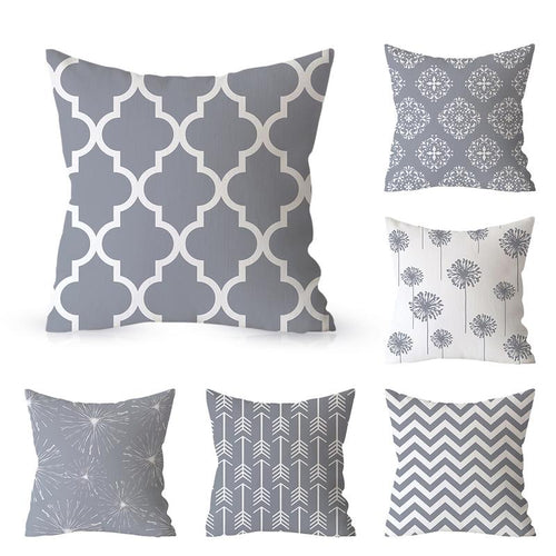 Gray Geometric Decorative Pillow Case