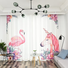 Load image into Gallery viewer, Nordic Style Curtains Flamingo and Unicorn
