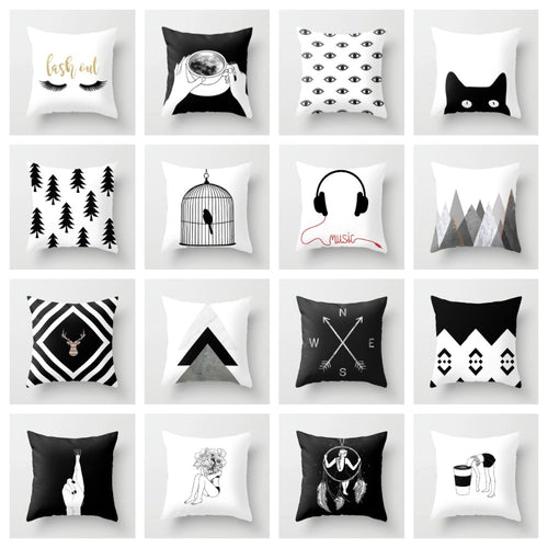 Geometric Black and White Pillow Case
